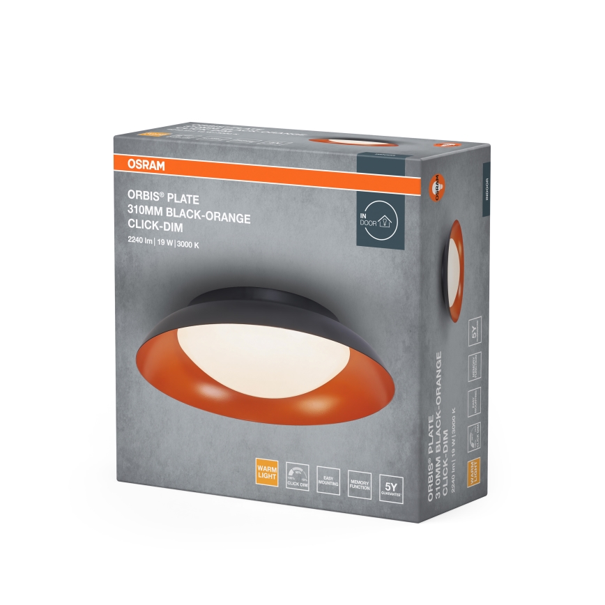 Osram - dimmbare LED-Deckenleuchte ORBIS PLATE LED/19W/230V Ø 31 cm orange/schwarz