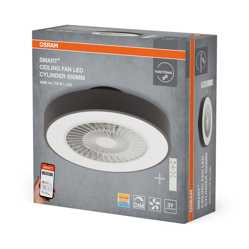 Osram - LED-dimmbare Deckenleuchte mit Ventilator SMART+ LED/78W/230V 3000-6500K Wi-Fi + Fernbedienung