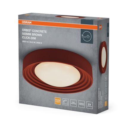 Osram - Dimmbare LED-Deckenleuchte ORBIS CONCRETE LED/24,5 W/230 V Ø 50 cm Braun/Beton