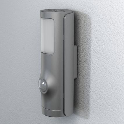 Osram - LED Orientierungsleuchte mit Sensor NIGHTLUX LED/0,35W/3xAAA IP54 silber