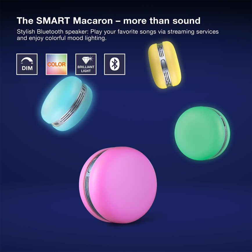 Osram - dimmbarer RGB-LED-Lautsprecher SMART+ MACARON LED/1,75W/3,7V 450 mAh grün