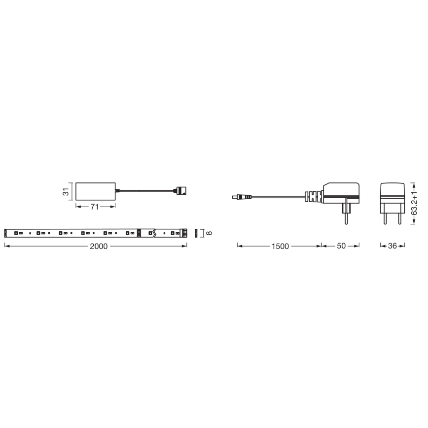 Osram - LED RGB+TW dimmbarer LED-Streifen SMART+ FLEX 2m LED/8,5W/230V 2700-6500K Wi-Fi