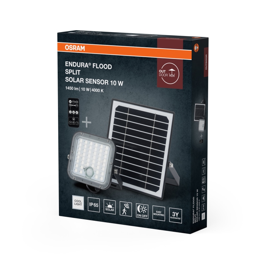 Osram - LED-dimmbarer Solarstrahler mit Sensor ENDURA LED/10W/4,2V 4000K IP65 schwarz + Fernbedienung