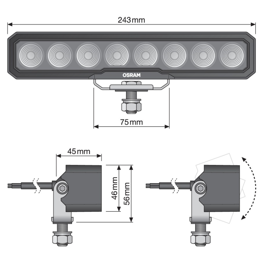 Osram - LED-Spot für Fahrzeuge LIGHTBAR WL VX250-WD LED/36W/12/24V 6000K IP69