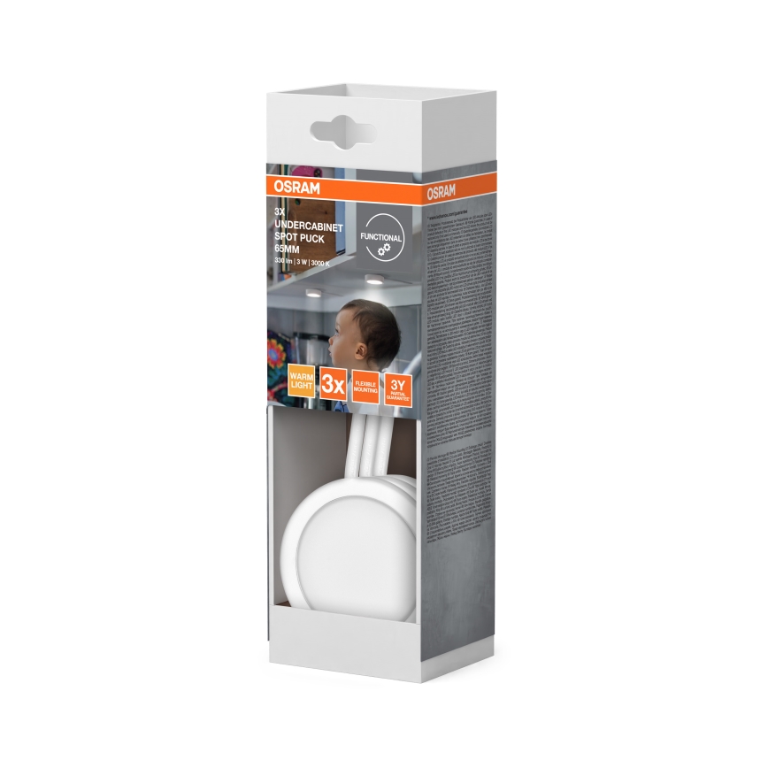 Osram - Lot de 3 luminaires sous-meuble UNDERCABINET LED/3W/230V 3000K blanc
