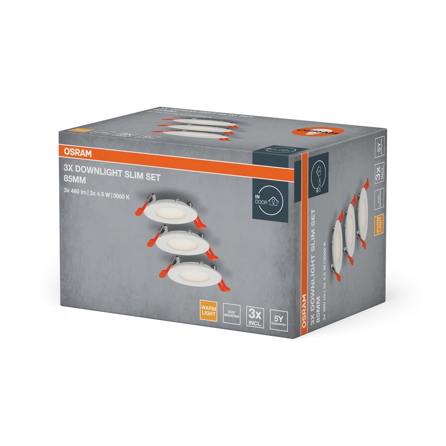 Osram - Lot de 3 spots encastrables SLIM LED/4,5W/230V