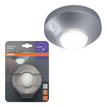 Osram - Luce notturna LED con sensore NIGHTLUX LED/2W/3xAA argento