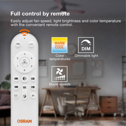 Osram - Plafonnier LED dimmable avec ventilateur PONIENTE LED/36W/230V 3000/4000/6500K + télécommande