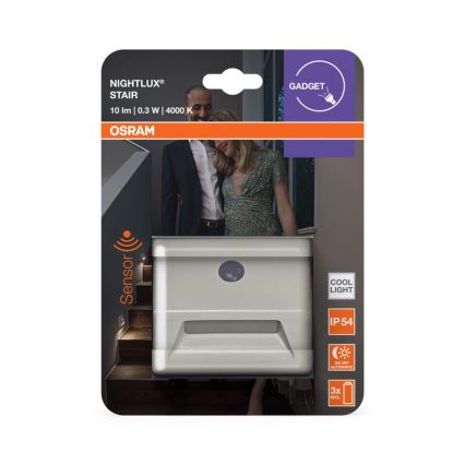 Osram - Luminaire d'escalier LED avec détecteur NIGHTLUX LED/0,25 W/3xAAA IP54 blanc