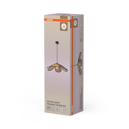 Osram - Pendelleuchte an Kabel DECOR RATTAN 1xE27/15W/230V Ø 69 cm beige/schwarz