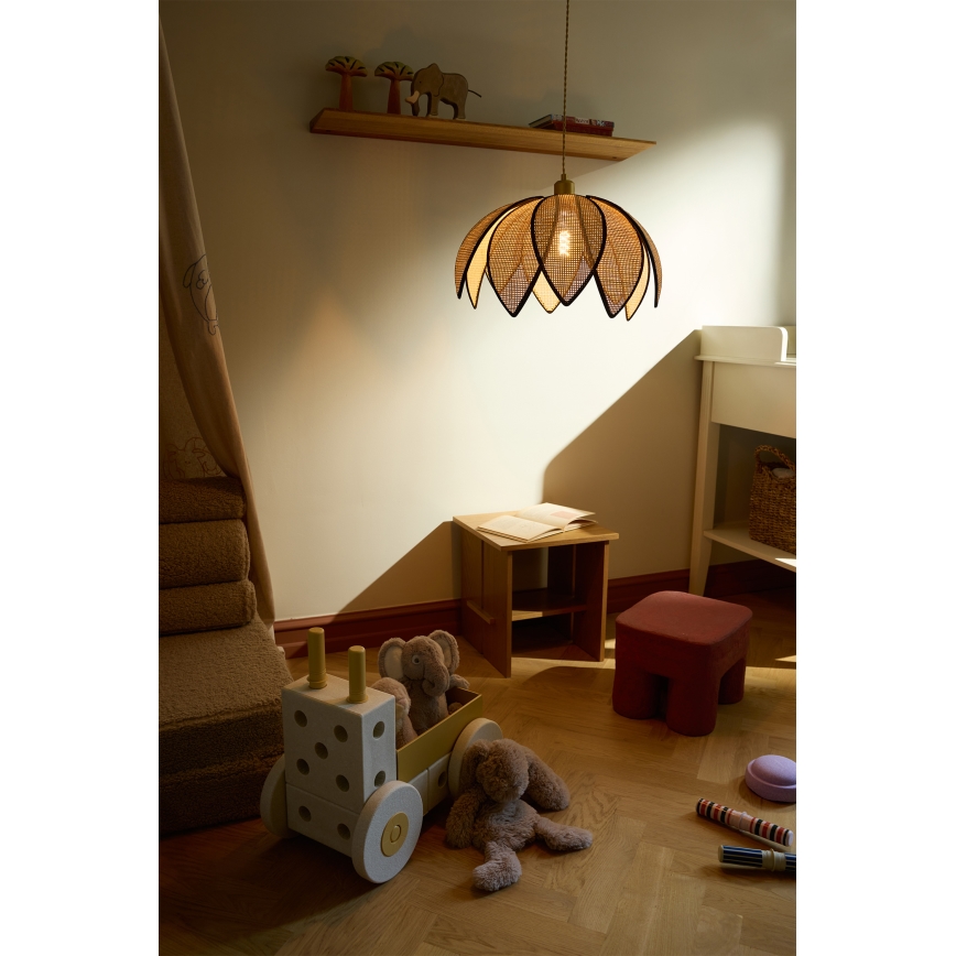 Osram - Pendelleuchte mit Kabelaufhängung DECOR RATTAN 1xE27/15W/230V Ø 48 cm beige/schwarz