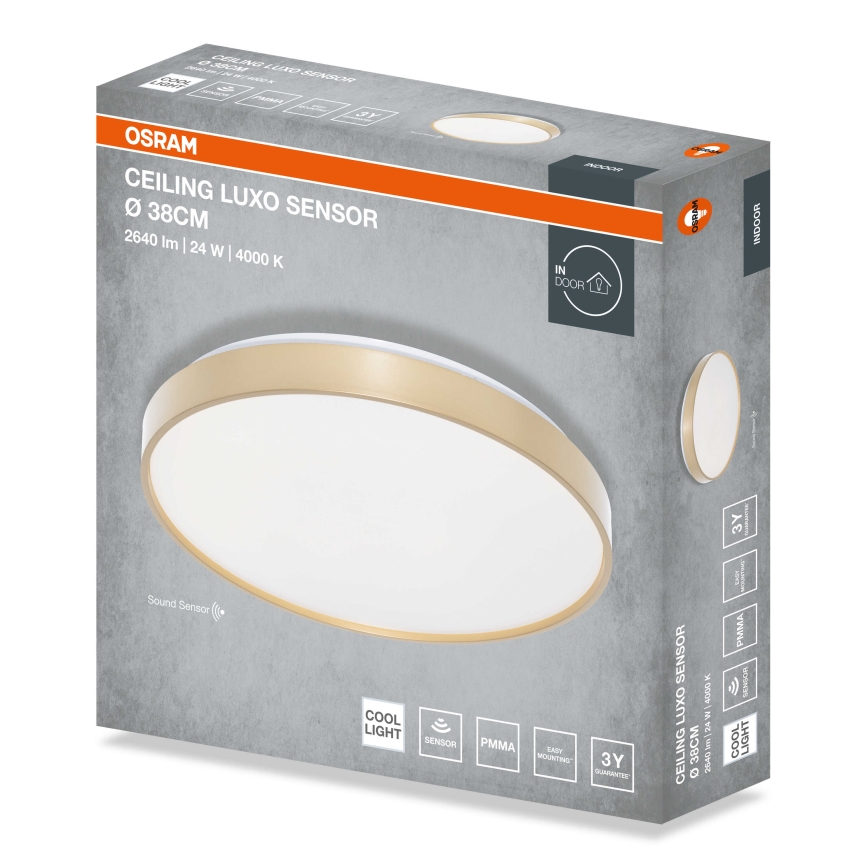 Osram - Plafoniera LED con sensore crepuscolare CEILING LUXO LED/24W/230V Ø 38 cm dorata