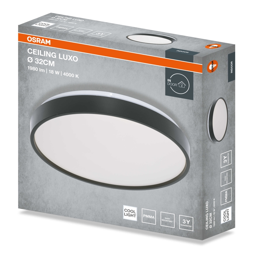 Osram - Plafoniera LED CEILING LUXO LED/18W/230V Ø 32 cm nero