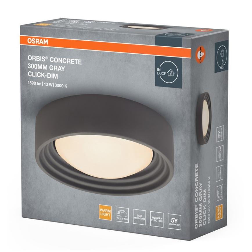 Osram - Plafoniera dimmerabile a LED ORBIS CONCRETE LED/13W/230V Ø 30 cm grigio/cemento