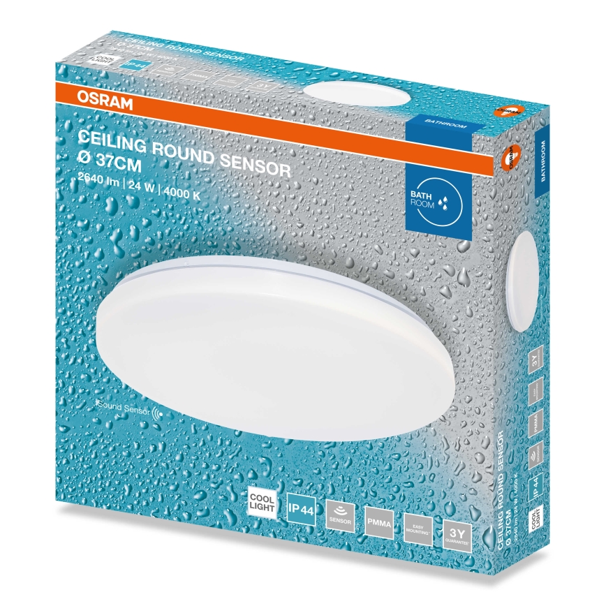 Osram - Plafoniera LED da bagno con sensore crepuscolare CEILING ROUND LED/24W/230V 4000K Ø 37 cm IP44, bianca