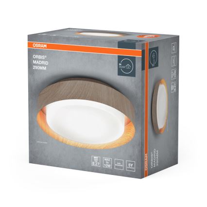 Osram - Plafoniera ORBIS MADRID 2xE27/10W/230V Ø 29 cm, finitura effetto legno