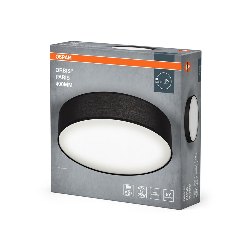 Osram - Plafoniera ORBIS PARIS 2xE27/25W/230V diam. 40 cm nera