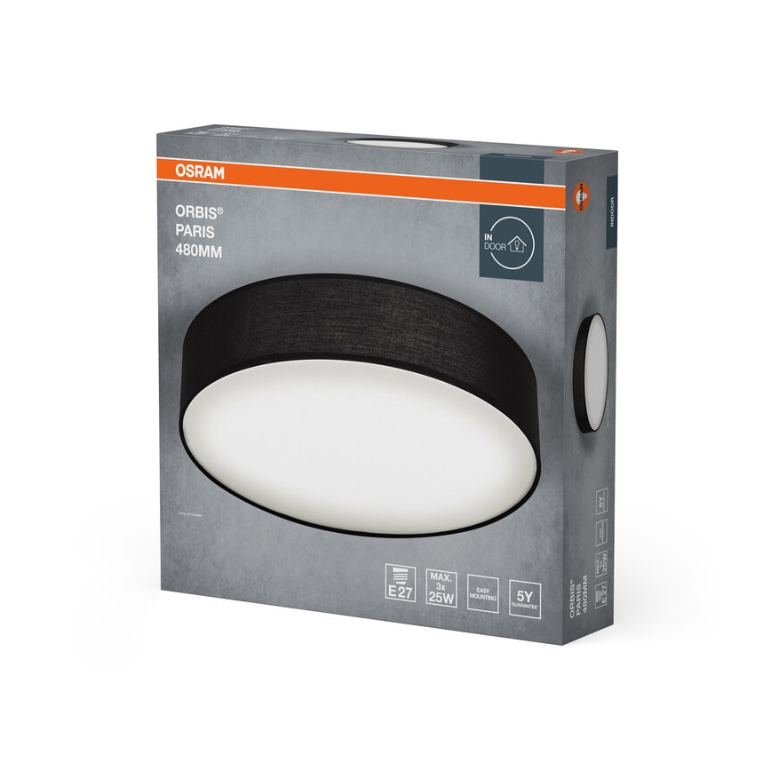 Osram - Plafoniera ORBIS PARIS 3xE27/25W/230V Ø 48 cm nero