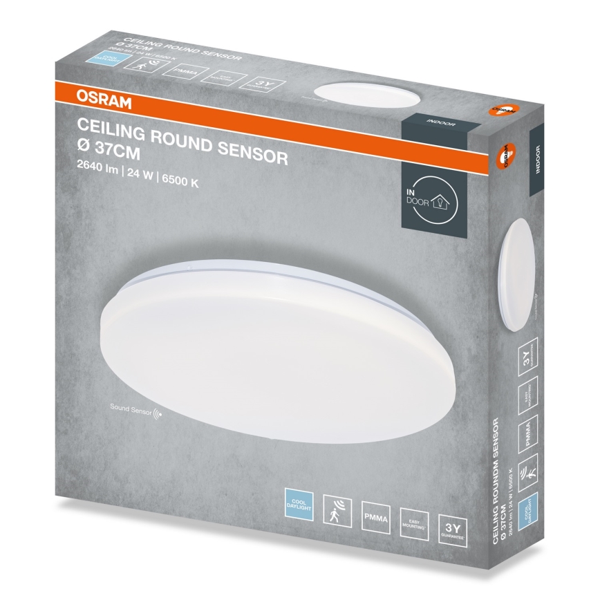 Osram - Plafonnier LED pour salle de bains avec capteur de crépuscule CEILING ROUND LED/24W/230V 6500K Ø 37 cm blanc