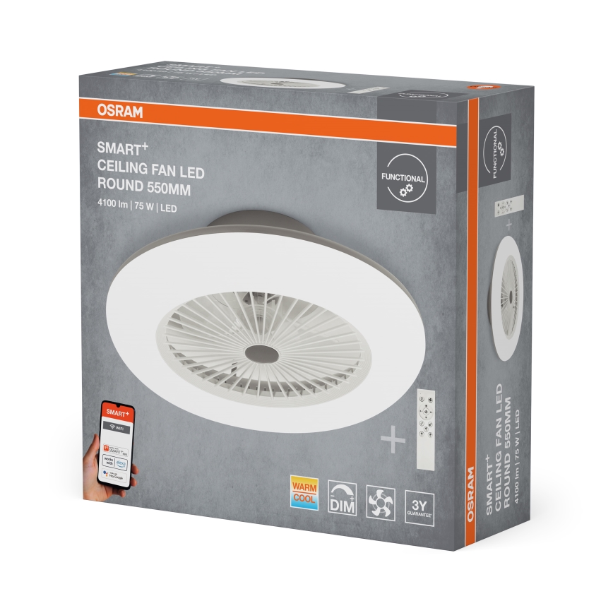 Osram - Plafonnier LED dimmable avec ventilateur SMART+ LED/75W/230V 3000-6500K Wi-Fi + télécommande
