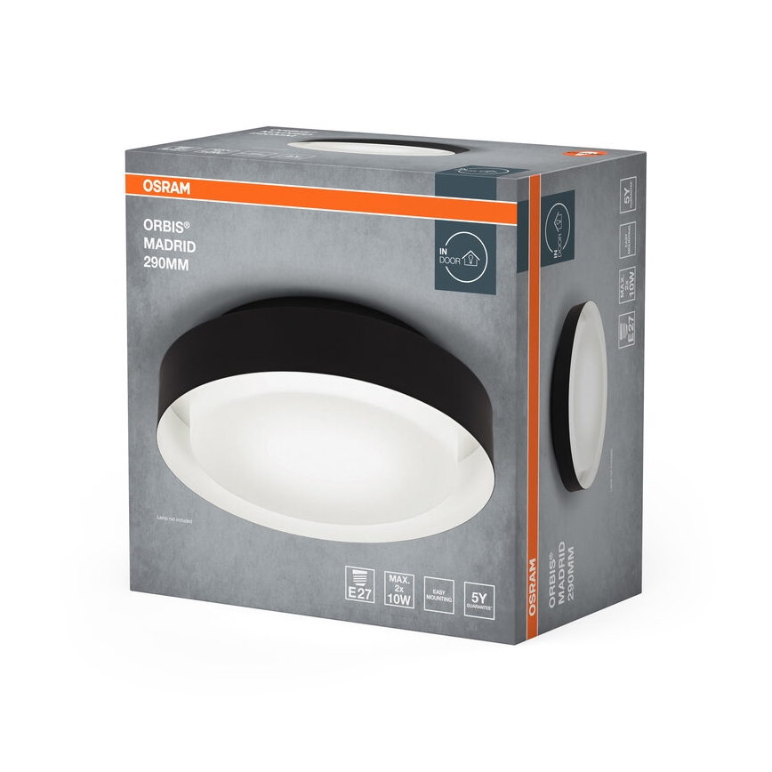 Osram - Plafonnier ORBIS MADRID 2xE27/10W/230V ø 29 cm noir