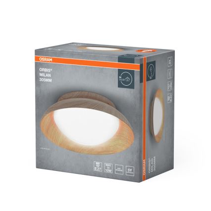 Osram - Plafonnier ORBIS MILAN 2xE27/10W/230V diamètre 30,5 cm, décor bois