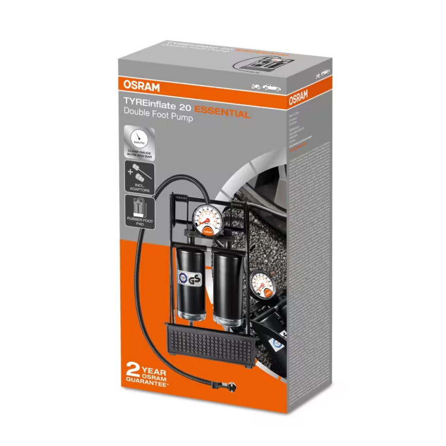 Osram - Pompe à pied avec manomètre TYREINFLATE 20 ESSENTIAL OFP20ESN