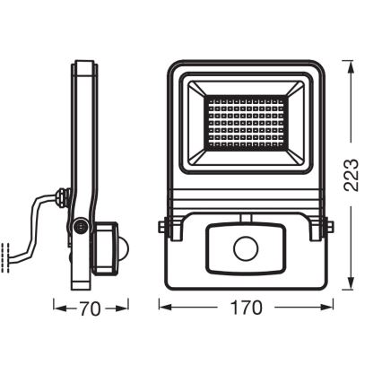 Osram - Projecteur LED ENDURA avec détecteur, 50 W, 230 V, 3000 K, IP44