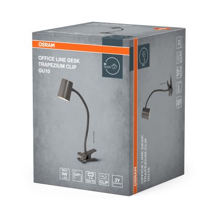 Osram - Schreibtischlampe mit Klemme DESK LINE 1xGU10/9W/230V grau