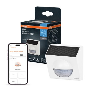 Osram - Sensore di movimento solare per esterni SMART+ 3,7V bianco IP65 Wi-Fi 800 mAh