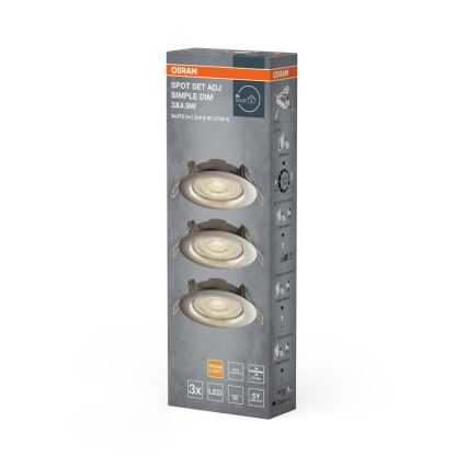 Osram - Set da 3 faretti da incasso LED dimmerabili LED/4,9W/230V