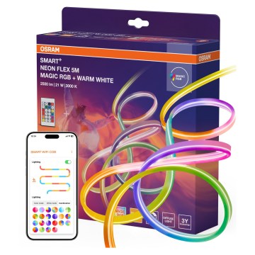 Osram - SMART+ MAGIC LED RGBW, dimmbarer LED-Streifen für den Außenbereich, 5 m, 21 W, 230 V, IP44, Wi‑Fi + Fernbedienung