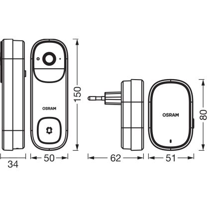 Osram - Smarte Video-Türklingel mit 2K-Sensor SMART+ 230V IP66 Wi-Fi