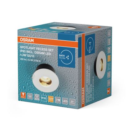 Osram - Spot LED encastré pour salle de bains SPOT 1xGU10/4,3W/230V 2700K IRC 90 Ø 8,5 cm IP65 blanc