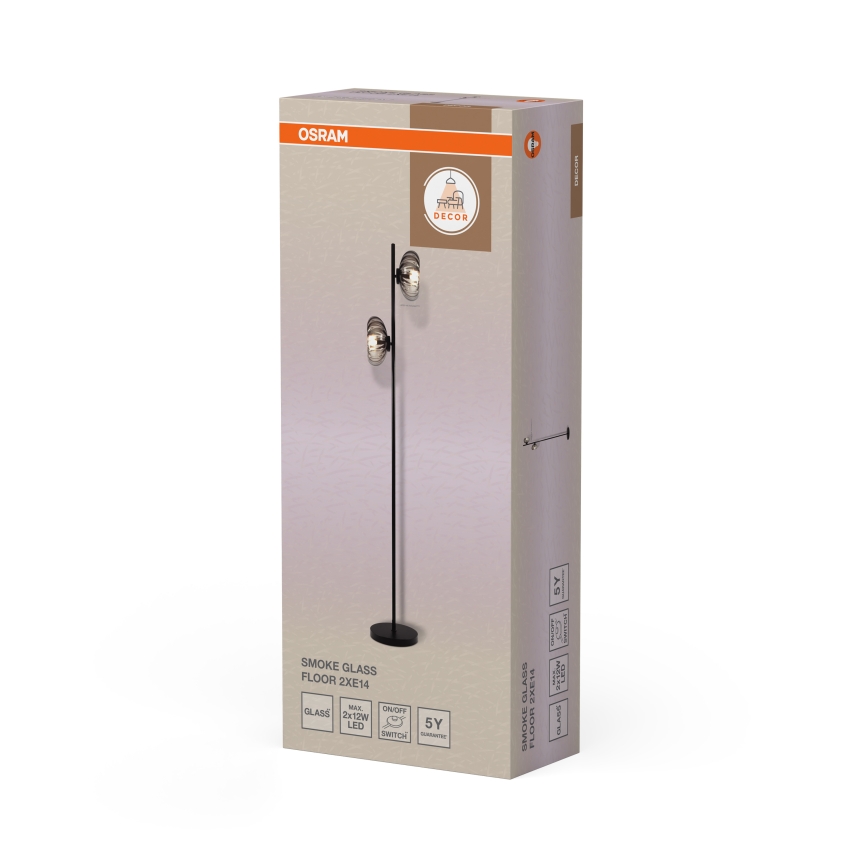 Osram - Stehleuchte DECOR SMOKE 2xE14/12W/230V schwarz/rauchgrau