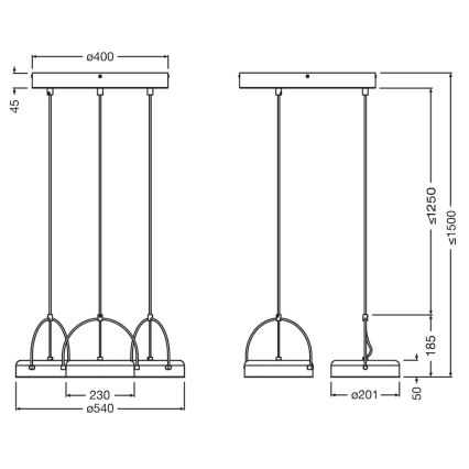 Osram - Suspension sur câble DECOR PUCK 3xLED/12W/230V noire