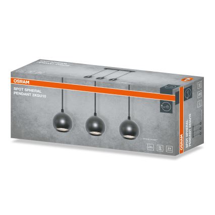 Osram - Suspension sur câble SPOT SPHERAL 3xGU10/6W/230V noire