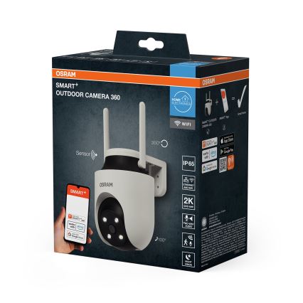 Osram - Telecamera esterna intelligente 360° con sensore 2K SMART+ 230V IP67 Wi-Fi