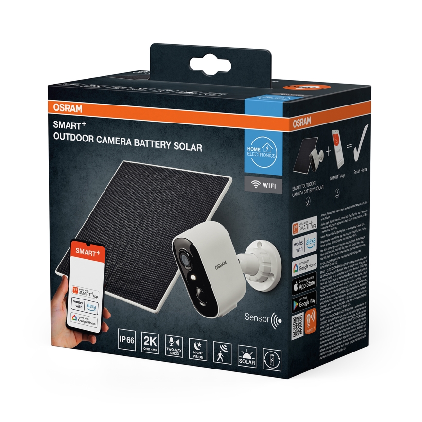 Osram - Telecamera solare intelligente con sensore 2K SMART+ 5V 5200 mAh IP66 Wi-Fi