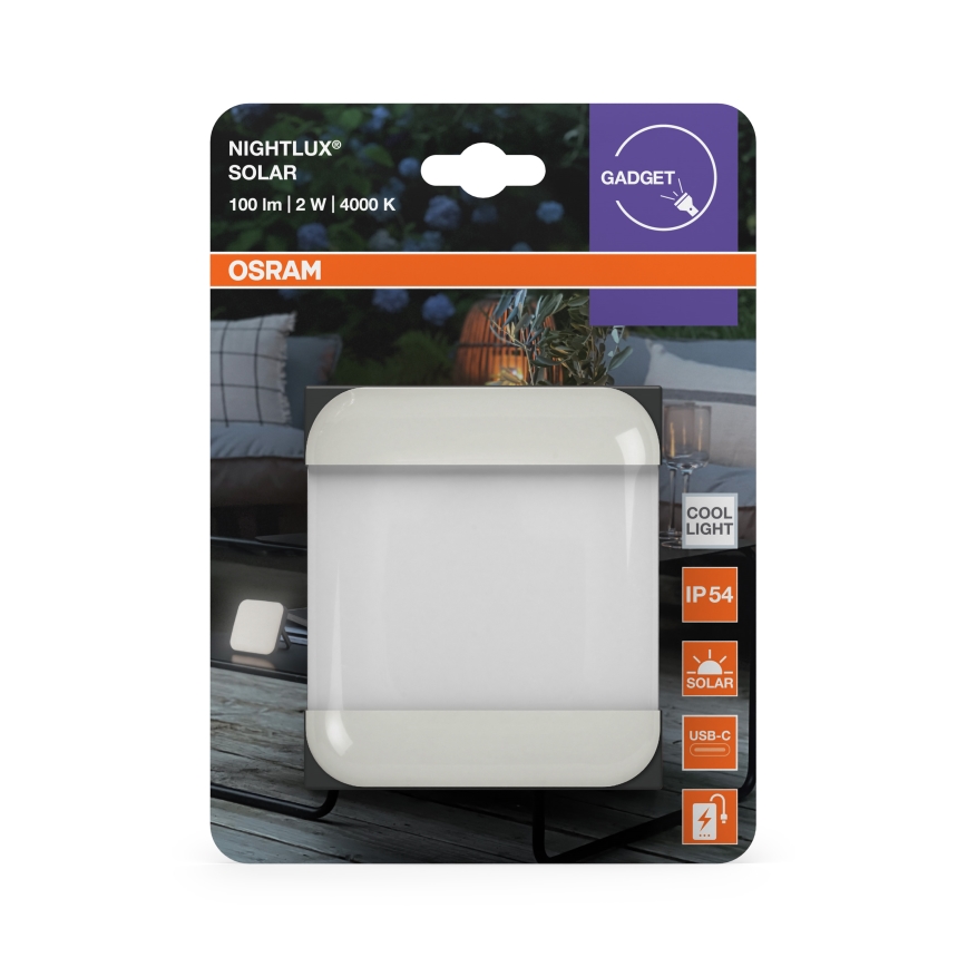 Osram - tragbare LED-Solarleuchte NIGHTLUX LED/2W/5V IP54, grau