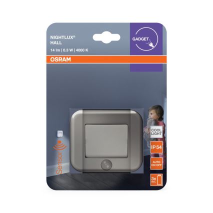 Osram - Veilleuse d'orientation LED avec capteur NIGHTLUX LED/0,3W/3xAAA IP54 argentée
