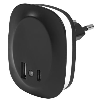 Osram - Veilleuse LED à brancher sur prise avec capteur et port USB LUNETTA LED/12,5W/230V noire
