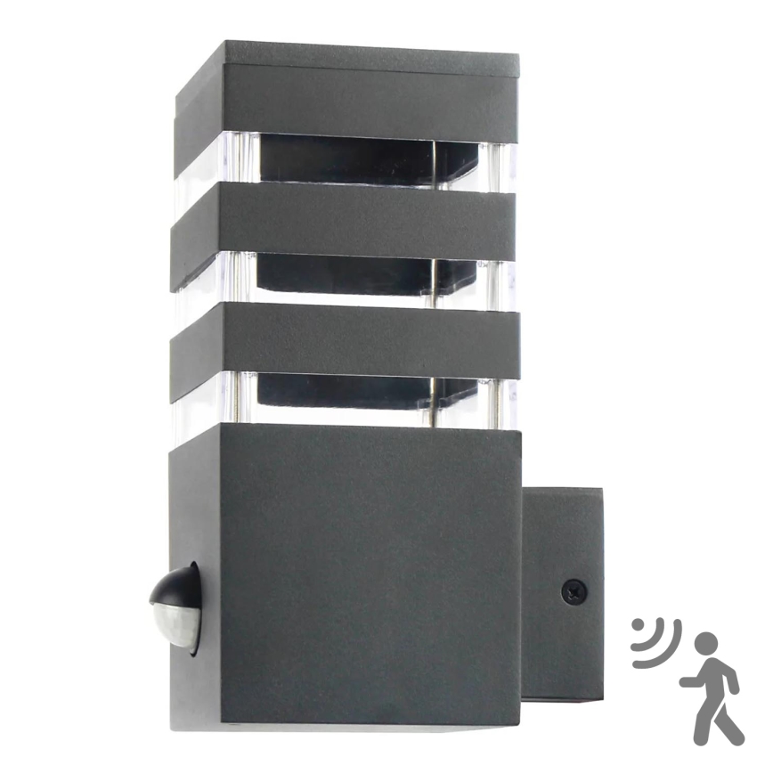 Outdoor-Wandleuchte mit Sensor TEKSAS 1xE27/12W/230V IP44 Graphit