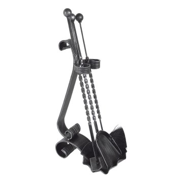 Outils de cheminée forgés 4 pce anthracite/patine