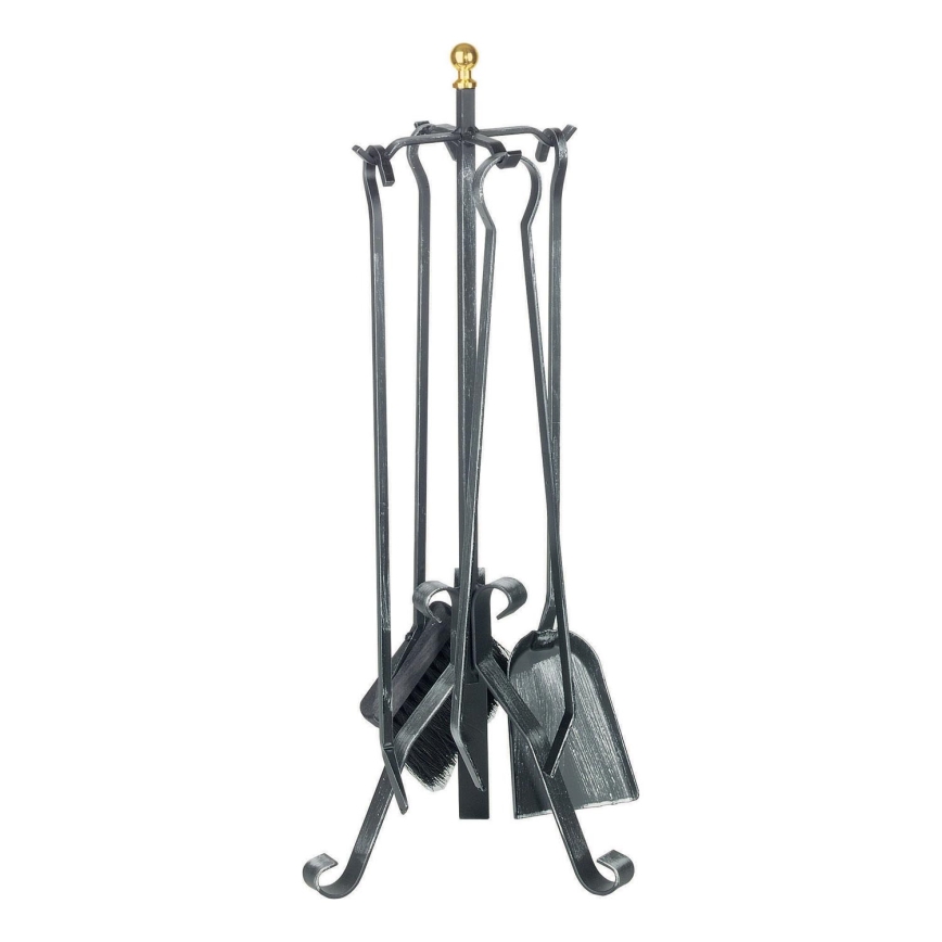 Outils de cheminée forgés 5 pce anthracite/patine