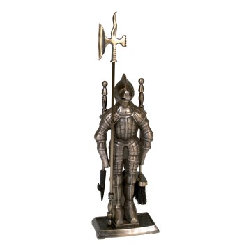 Outils en fonte pour cheminée 4 pce chevalier laiton