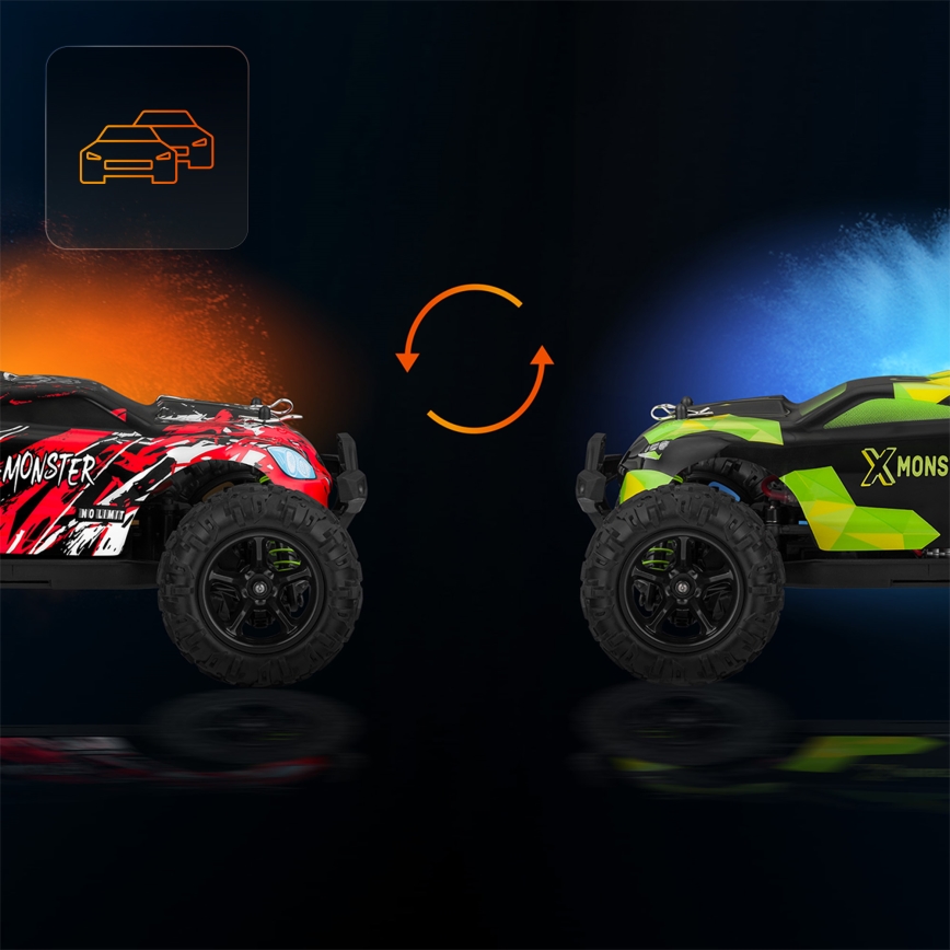 Overmax - Auto radiocomandata X-MONSTER 3.5 con batteria da 1700 mAh, nero/rosso/verde