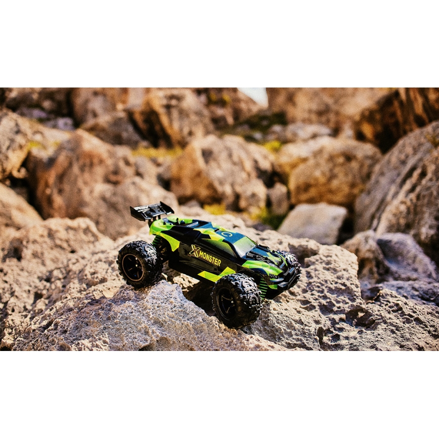 Overmax - Auto radiocomandata X-MONSTER 3.5 con batteria da 1700 mAh, nero/rosso/verde
