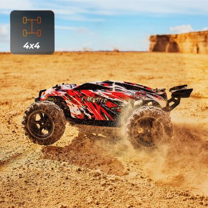 Overmax - Auto radiocomandata X-MONSTER 3.5 con batteria da 1700 mAh, nero/rosso/verde