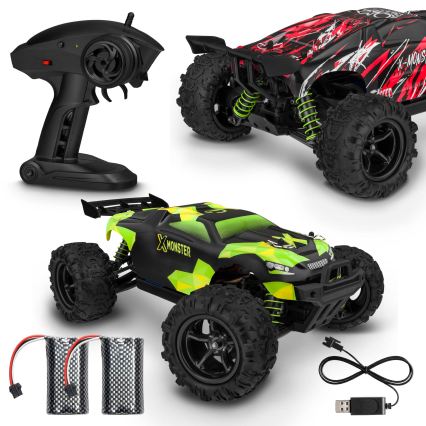 Overmax - Auto radiocomandata X-MONSTER 3.5 con batteria da 1700 mAh, nero/rosso/verde
